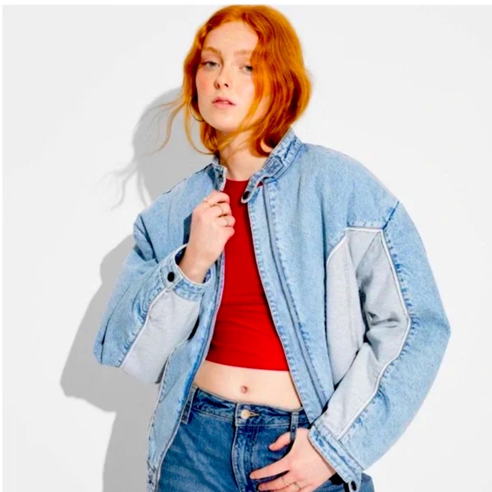 Wild Fable Oversized Denim Bomber Target New With Tags Large